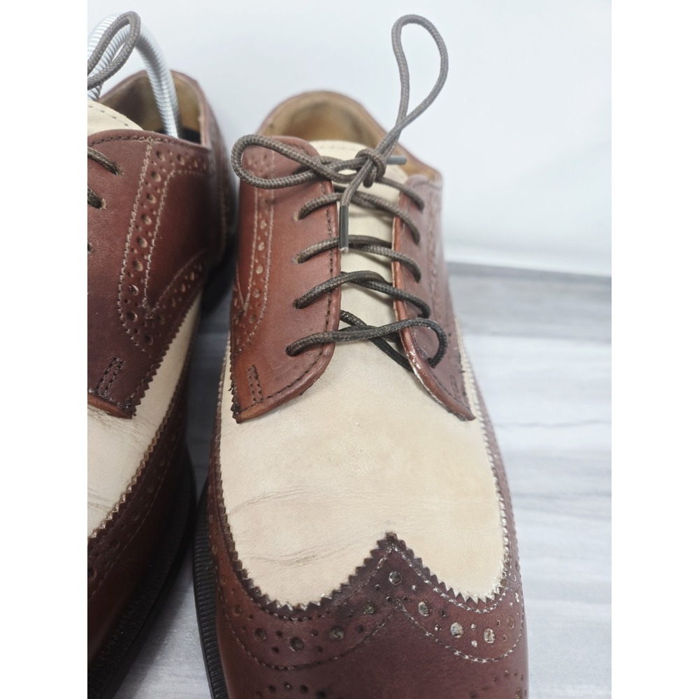 Vintage Cole Haan Wingtip Oxford Spectator Flex Comfort 2 Tone Dress Shoes 8.5 D - Picture 4 of 11